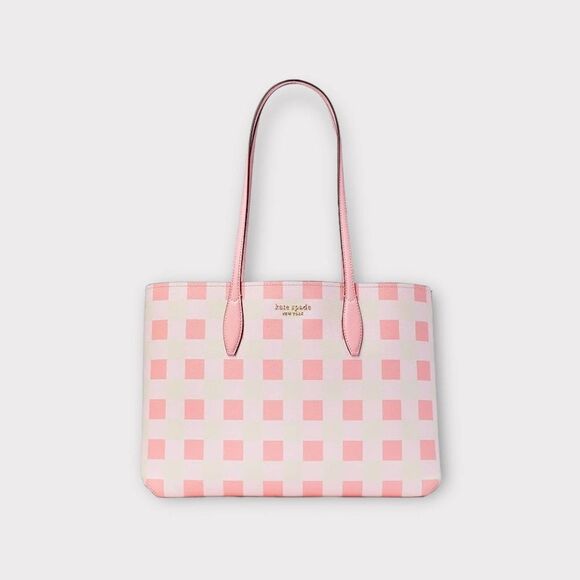 Kate Spade Pink Bag New York All Day Large Tote, Grapefruit Soda Gingham - Picture 6 of 10